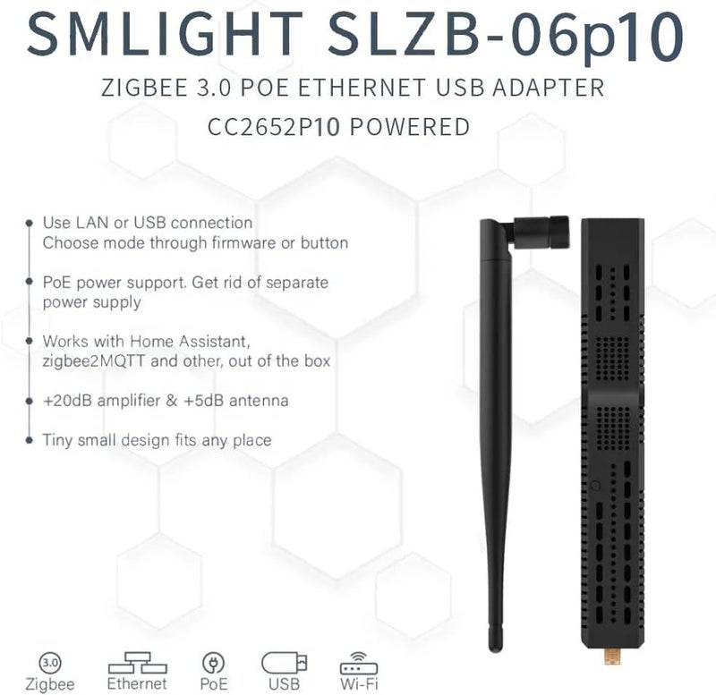 LOAMLIN SMLIGHT SLZB-06P10 – A Zigbee 3.0 to Ethernet, USB, and WiFi Adapter with PoE Support, Works with Zigbee2MQTT, Home Assistant, ZHA - Image 2